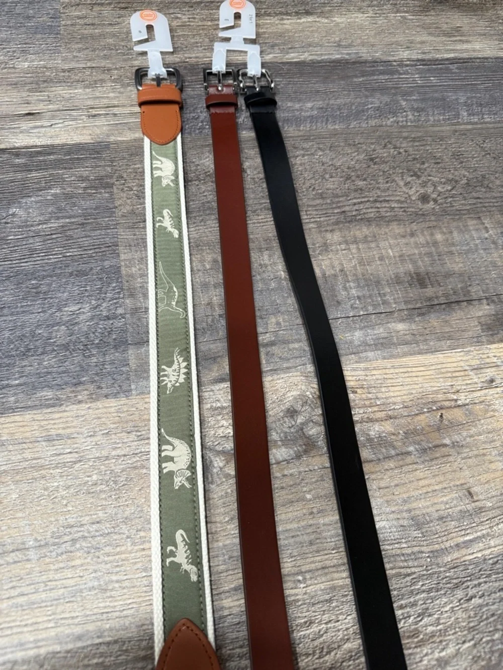 Boys Leather and Canvas Strap Set - Black, Brown, Tan
